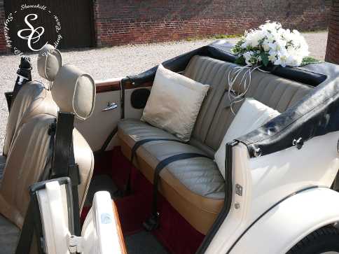 Close up view of the Beauford rear seating with the top down.